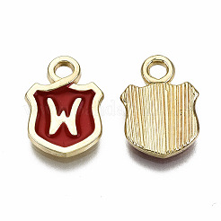 合金エナメルチャーム  カドミウムフリー＆鉛フリー  頭文字の盾  ライトゴールド  文字.w  14x10x2mm  穴：2mm&nbsp;ENAM-T012-03W-RS