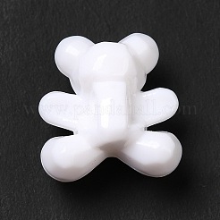不透明なアクリルビーズ  クマ  ホワイト  17.5x16x11mm  穴：2.5mm&nbsp;X-MACR-J123-23A