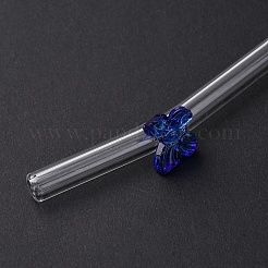手作りのガラス製ストロー  バタフライストロー  ミックスカラー  198x16.5x12.5mm&nbsp;AJEW-A067-03