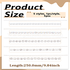 5個 5スタイル 合金ラインストーンカップチェーンチェーン  ネイルアートデコレーション  プラチナ  250~254x2x2~2.5mm  1個/スタイル&nbsp;MRMJ-LP0004-12