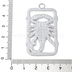合金ペンダント  サソリのチャームが付いた長方形  プラチナ  49x28x3mm  穴：3mm&nbsp;PALLOY-F314-02P