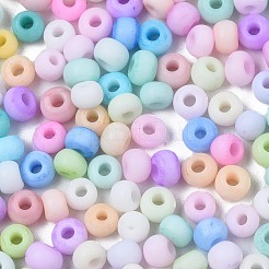 8/0不透明ガラスシードビーズ  丸い穴  つや消し色  ラウンド  ミックスカラー  3~4x2~3mm  穴：0.8mm  約15000個/ポンド&nbsp;SEED-S048-N