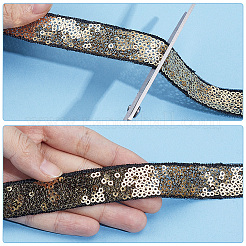 10ヤードのポリエステルスパンコールリボン  洋服アクセサリー  ゴールド  3/4インチ（19.5~20mm）&nbsp;OCOR-CY0004-70C