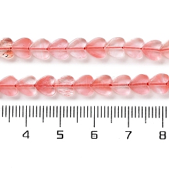 チェリークォーツガラスビーズ連売り  ハート  6x6x3mm  穴：1mm  約69~71個/連  14.57''~14.96''（37~38センチメートル）&nbsp;G-M403-A18-02