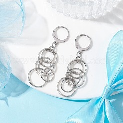 変色しない304ステンレススチール製フレンチフックピアス（女性用）  リング  ステンレス鋼色  50x14.5mm&nbsp;EJEW-JE05529