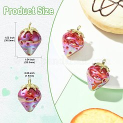 電気メッキ樹脂ペンダント2個  苺  金合金フープ付き  ブラウン  38.5x26.5mm  穴：1.5mm&nbsp;RESI-CJC0817-001G