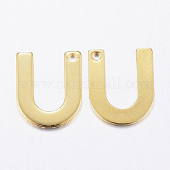 304ステンレススチールチャーム  文字.u  18KGP本金メッキ  11x9x0.8mm  穴：1mm&nbsp;X-STAS-P141-U