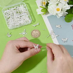 80個 8スタイル DIY 蝶ジュエリー製作キット  合金ビーズ & シャンデリア コンポーネント リンク & ペンダントを含む  銀  12x3x3mm  穴：1.5mm  10個/スタイル&nbsp;FIND-WR0012-21