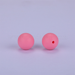 丸いシリコン焦点ビーズ  ショッキングピンク  15mm  穴：2mm&nbsp;SI-JX0046A-118
