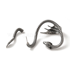 316サージカルステンレススチールカフイヤリング  左  ドラゴン  アンティークシルバー  54~88x42mm&nbsp;EJEW-E300-01AS-08