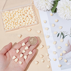 200個、2種類の染色合成サンゴビーズ  DIYのジュエリーには  ジャスミンの花  乳白色  8~11x6.5~9mm  穴：1mm  100個/スタイル&nbsp;CORA-SP0001-21