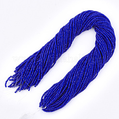 オペークソリッドカラーガラスビーズ連売り  多面カット  ロンデル  ブルー  3x2mm  穴：0.5mm  約135~140個/連  32~34cm&nbsp;GLAA-S178-12B-04