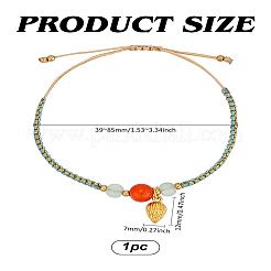調節可能なナイロン糸編みブレスレット1個  女性用模造瑪瑙ビーズブレスレット  蓮の花のチャーム付き  ダークシーグリーン  1/8インチ（0.45cm）  内径：1-1/2インチ（3.9cm）&nbsp;BJEW-LP0003-14
