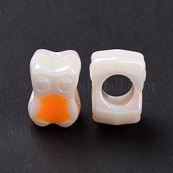 UVメッキレインボー虹色アクリルヨーロピアンビーズ  大穴ビーズ  エナメル  フクロウ  ミックスカラー  10.6x8x8.3mm  穴：4.8mm&nbsp;SACR-E009-39