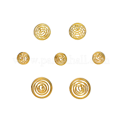 40本4サイズ鉄線ペンダント  スパイラルビーズケージペンダント  ラウンド  ゴールドカラー  11x9mm  穴：3mm  10pcs /サイズ&nbsp;IFIN-CJ0001-40G