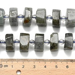天然石ラブラドライトビーズ連売り  ナゲット  多面カット  プラスチック製のビーズと  14~16x14~16x7~9mm  穴：1.4~1.8mm  約28~31個/連  15.04~15.24インチ（38.2~38.7cm）&nbsp;G-L642-H05-01