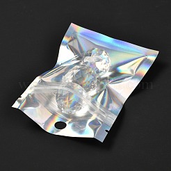 長方形のジッパー付きプラスチック製グリッターホログラフィックバッグ  再封可能なバッグ  透明  10x7cm  穴：8mm  片側の厚さ：2.7ミル（0.07mm）&nbsp;OPP-I002-01A
