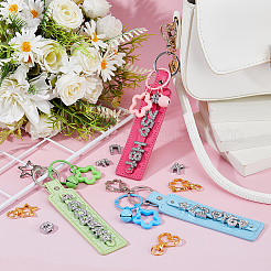 DIYキーホルダー作りキット  合金製スイベルクラスプとスライドチャーム付き  PUレザーペンダントキーホルダー  アクリルペンダントの装飾  プラチナ·ゴールデン  34x23.5x6mm  穴：8.9mm&nbsp;DIY-FH0010-14