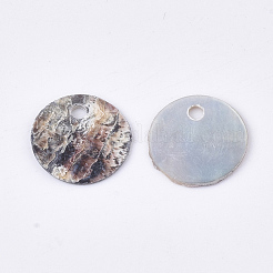 ナチュラルあこやシェルチャーム  マザーオブパールシェルペンダント  フラットラウンド  淡い茶色  10x1mm  穴：1.5mm&nbsp;X-SHEL-T012-42A