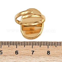 女性用304ステンレススチールエナメルオープンカフリング  イオンプレーティング（ip）  ゴールドカラー  タツノオトシゴと楕円形  ホワイト  内径：17.2mm  オーバル：21x15mm&nbsp;RJEW-K301-06B-02