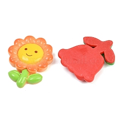 オペーク樹脂カボション  笑顔の花  ミックスカラー  45.5~49x37.5~40x8~8.5mm&nbsp;CRES-I051-03