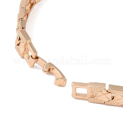 女性と男性のための真鍮リンクチェーンブレスレット  ライトゴールド  六角  7-1/4インチ（18.5cm）  リンク：8x8x2mm&nbsp;BJEW-P324-01E-KCG
