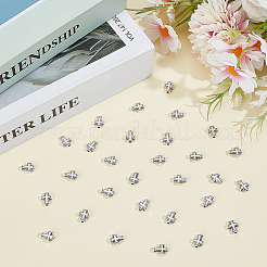 200 個のチベットスタイル亜鉛合金ビーズ  クロス  アンティークシルバー  10x8x3mm  穴：2mm&nbsp;TIBEB-ME0001-09