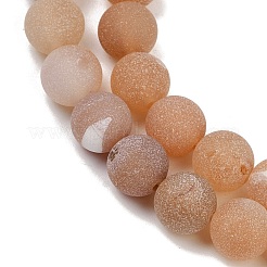 天然石ドゥルージー瑪瑙ビーズ連売り  ラウンド  艶消し  染め＆加熱  ダークサーモン  8mm  穴：1.2mm  約48個/連  15.55''（39.5センチメートル）&nbsp;G-NH0024-A06-8mm