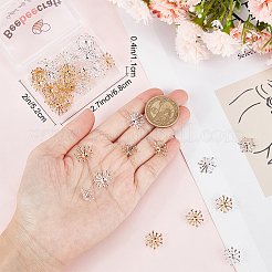 真鍮ビーズキャップ50色2個  マルチ花弁花  ゴールデン＆シルバー  14x12.5x3.5mm  穴：1.5mm  25個/カラー&nbsp;KK-BBC0008-88