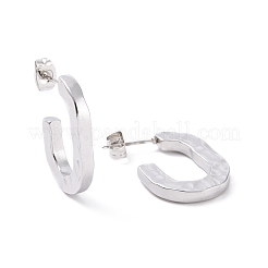 変色しない304ステンレススチール製スタッドピアス（女性用）  文字C  ステンレス鋼色  23x17x3mm  ピン：0.8mm&nbsp;EJEW-F287-04P