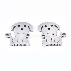 変色しない201ステンレス鋼リンクコネクター  レーザー切断  犬  ステンレス鋼色  15.5x14x1mm  穴：1.4mm&nbsp;STAS-S110-099P