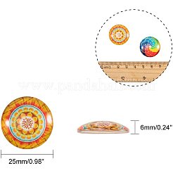 フラットバックガラスカボションハンドメイドDIYパーツ  混合模様のドーム/ハーフラウンド  ミックスカラー  25x6mm&nbsp;GGLA-PH0005-09A