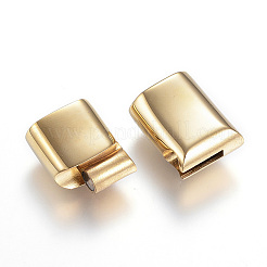 304ステンレススチール製マグネット留め具  長方形  ゴールドカラー  28.5x14x8.5mm  穴：12x7mm&nbsp;X-STAS-D159-28G
