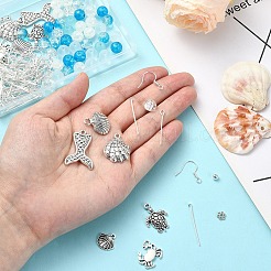 海の動物の合金製ダングルイヤリングの作り方キット  アンティークシルバー  23x20x4mm  穴：2mm&nbsp;DIY-YW0009-52