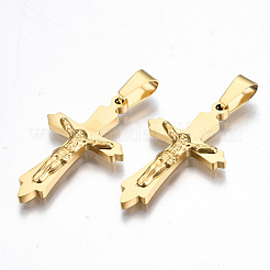 ステンレスペンダント201個  十字架クロス  イースターのために  18KGP本金メッキ  30x18x3mm  穴：3x8mm&nbsp;STAS-Q241-005G-NF