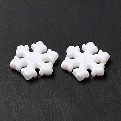 不透明なアクリルビーズ  クリスマススノーフレーク  ホワイト  12x11x2mm  穴：1.2mm&nbsp;X-MACR-J123-24