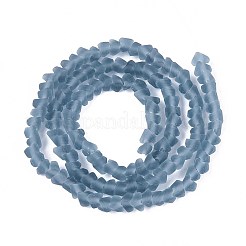 曇った透明ガラスビーズ連売り  三角形  スチールブルー  3~3.5x4~4.5x4~4.5mm  穴：0.8mm  約121~131個/連  14.37~15.35インチ（36.5~39cm）&nbsp;LS-GLAA-N016-4mm-29