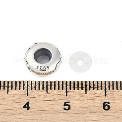 スターリングシルバーのカラフルなキュービックジルコニアのヨーロッパビーズ925個  ロンデルビーズ  牡牛座  9.5x3.5mm  穴：4.5mm&nbsp;STER-R005-01AS-02