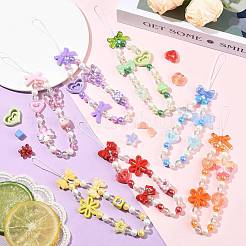 DIY ABS イミテーションパールビーズ＆アクリルビーズパーツキット  混合図形  レッド  9~31x10~34x3.5~15mm  穴：1.5~4mm&nbsp;DIY-FS0010-28