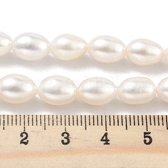 天然養殖淡水パールビーズ連売り  ライス  グレード5 A  ホワイト  7~8mm  穴：0.6mm  約21~22個/連  6.89''~7.09''（17.5~18センチメートル）&nbsp;PEAR-P062-10F