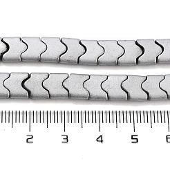 合成磁気無しヘマタイトビーズ連売り  長持ちメッキ  マットなスタイル  波形  2穴  プラチナメッキ  7.5~8x8x3mm  穴：1mm  約68個/連  15.35''（39センチメートル）&nbsp;G-P545-I02-01G