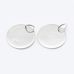 925スターリングシルバーペンダント  フラットラウンドのチャーム  スタンプ925個付き  銀  10x0.6mm  穴：3mm&nbsp;STER-K167-006C-S