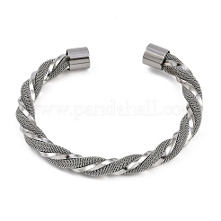 女性用304ステンレススチールカフバングル  ツイスト  ステンレス鋼色  内径：2-3/8インチ（6cm）&nbsp;STAS-M023-18D
