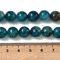 天然の龍脈瑪瑙（染色・加熱）ビーズ連売り  多面カット  ラウンド  マリンブルー  10mm  穴：1mm  約37個/連  14.45''~14.57''（36.7~37センチメートル）&nbsp;G-M437-C01-01R-01