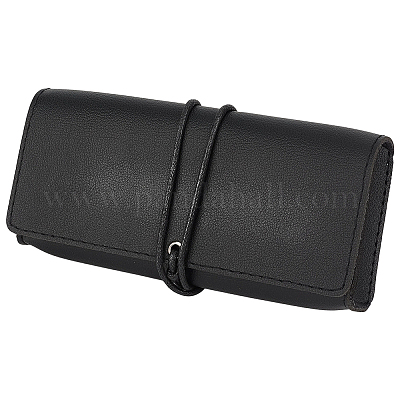 長方形のPUレザー眼鏡ケース  ブラック  76x173x32mm&nbsp;AJEW-CN0006-52B-1