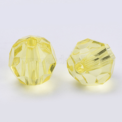 透明なアクリルビーズ  多面カット  ラウンド  きいろ  20x19.5mm  穴：3mm  約116個/500g&nbsp;TACR-Q257-20mm-V21-1