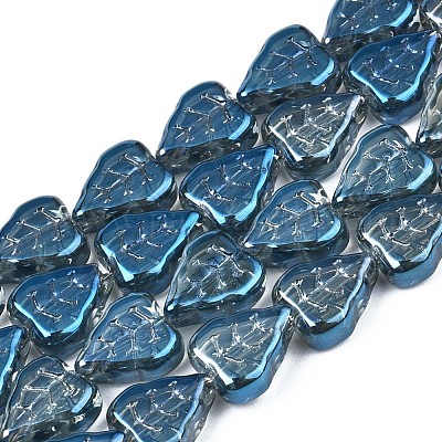 電気メッキガラスビーズセット  葉  ミックスカラー  10x8x4mm  穴：0.9mm  約58~66個/連  21.65インチ〜24.80インチ（55~63cm）&nbsp;EGLA-S188-16-1