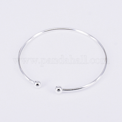 真鍮のトルクの腕輪  カフバングル  プラチナ  0.25cm  内径：2-3/8インチ（6.15cm）&nbsp;KK-WH0034-22P-1-1