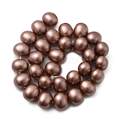シェルパールビーズ連売り  ポテト  キャメル  12.5~13x15~15.5x12~12.5mm  穴：0.9mm  約31個/連  15.71インチ（39.9cm）&nbsp;BSHE-F013-01L-1