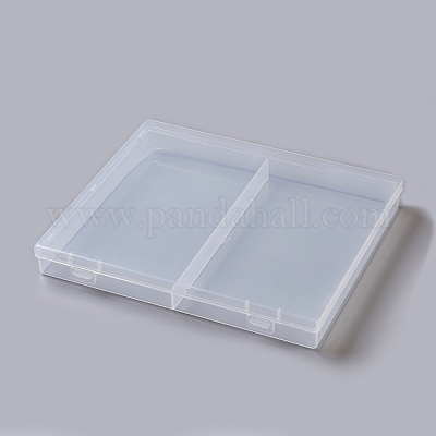 プラスチックビーズ収納ケース  2のコンパートメント  長方形  透明  8-3/8x6-7/8x1インチ（21.2x17.6x2.6cm）  コンパートメント：10.2x17センチメートル  2区画/ボックス&nbsp;CON-F005-08-1
